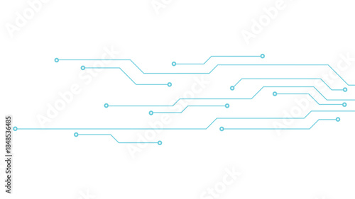 Vibrant circuit board lines in neon colors on dark blue background.