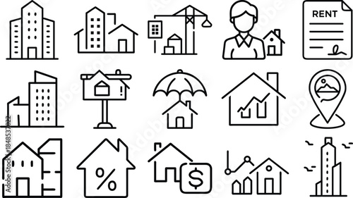 Real Estate & Property Line Icon Set