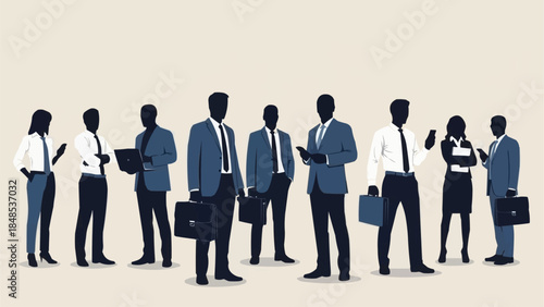Diverse Group of Business Professionals Standing Together Confidently.