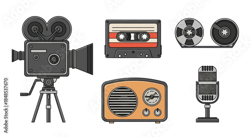 Vintage Camera Cassette Tape Radio Microphone.