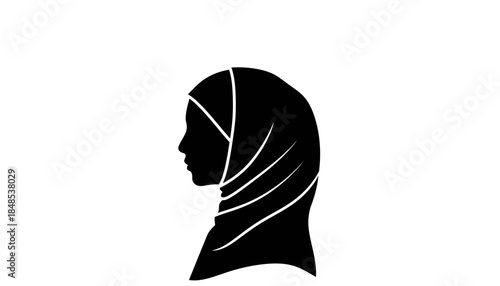 Elegant silhouette of a woman wearing a traditional hijab, symbolizing modesty and cultural identity.