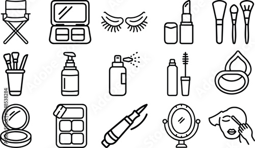 Collection of makeup and beauty product icons