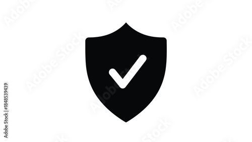 A black shield icon with a white checkmark inside representing safety