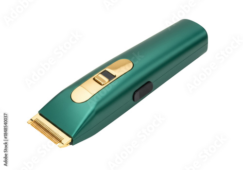 Cuadro en lienzo Green and gold hair clipper isolated PNG on transparent background, professional