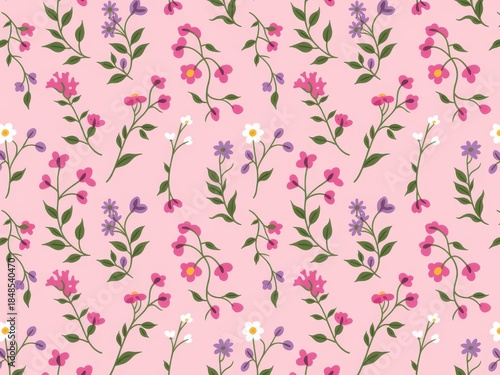 Delicate floral pattern on soft pink background