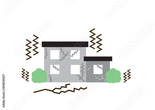 地震で壊れそうな家のイラスト