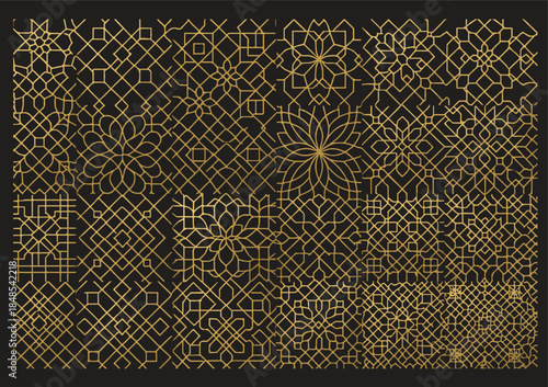 Luxury Gold Islamic Geometric Pattern Background with Seamless Arabic Ornaments for Ramadan, Eid, and Islamic Festivals