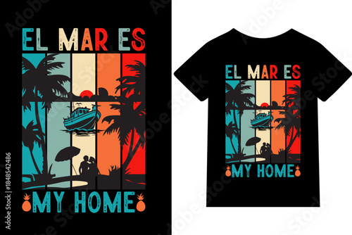 El mar es mi hogar -Diseño de camisetas, frases, carteles, tazas y tipografía creativa.