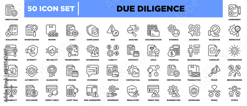 Due Diligence Icon Sheet Line Black