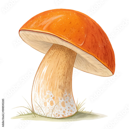 Delightful hand-drawn mushroom illustration, perfect for adding a whimsical touch to food blogs, nature guides, or children's educational materials