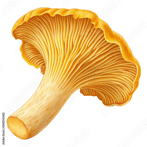 Golden chanterelle mushroom, a culinary delight, perfect for showcasing the beauty and flavor of autumn's bounty in gourmet dishes and seasonal recipes.
