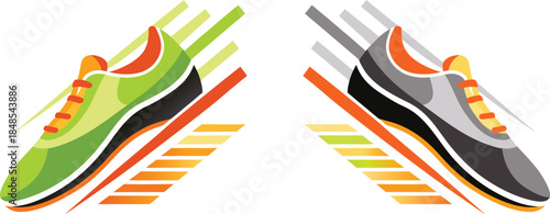 Running Shoe Illustration – Sport Sneakers with Motion Lines