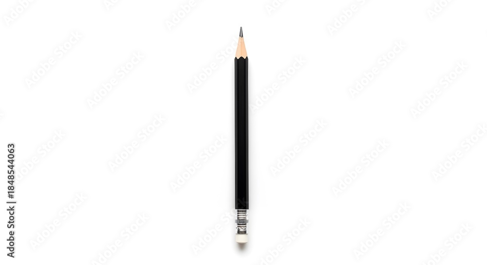 Naklejka premium Black wooden pencil on white background tool for writing drawing and sketching