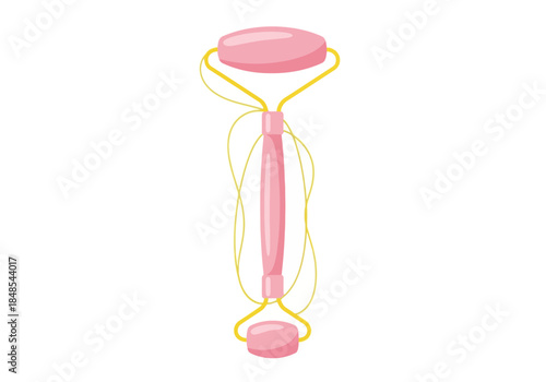 Pink jade facial roller for skin care and beauty treatment