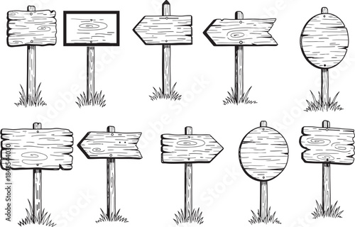 Rustic Wooden Signposts and Blank Boards for Custom Messaging and Directional Information Display