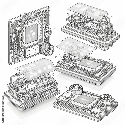 Exploded View Technical Drawings of an Electronic Device