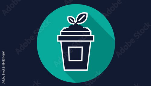 Eco-friendly coffee cup with plant sprout, symbolizing sustainable choices and environmental care.