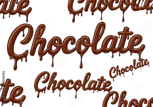 Seamless pattern of dripping chocolate text spelling the word chocolate