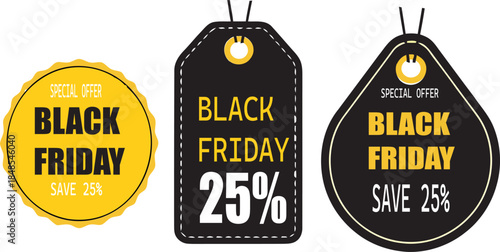 Promotional Price Reduction Labels with Special Offers and Percentage Discounts for Major Shopping Events
