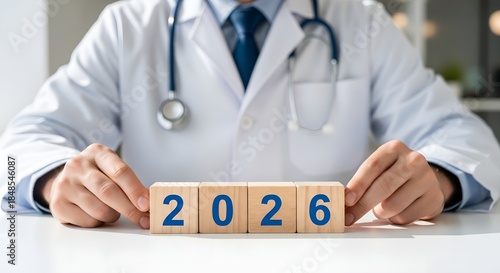 Doctor Holding 2026 Blocks Healthcare Future Planning
