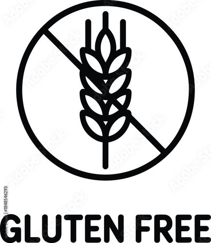 Gluten Free Symbol Wheat Crossed Out Minimalist Icon