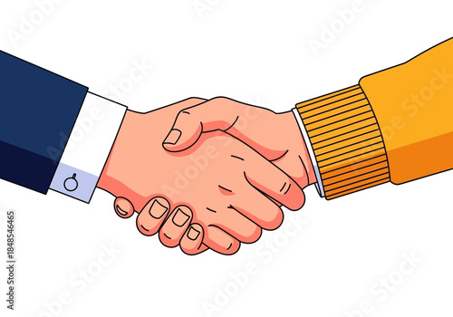 Close up of two business people shaking hand in agreement or partnership