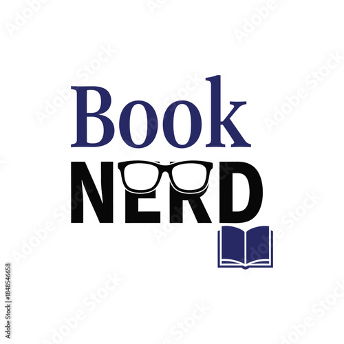Book nerd typography t-shirt design isolated on transparent background