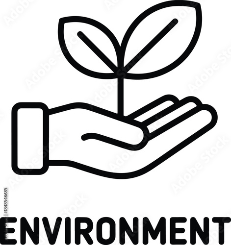 Hand holding plant seedling environment concept