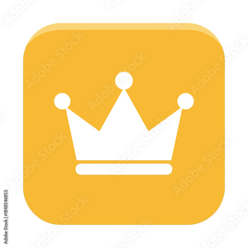 Simple white crown icon on a rounded square yellow background, representing royalty, achievement, or premium status in an application interface