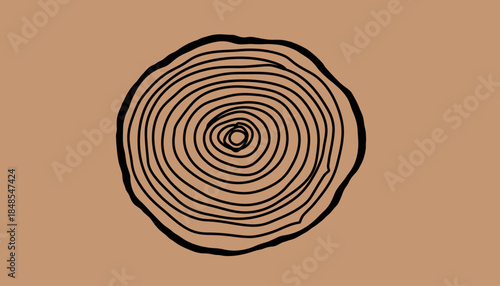 Abstract illustration of tree rings showing the growth pattern of a wooden log slice.