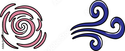 Wind and Hurricane Icons Swirling Air and Gale Force Weather Symbols