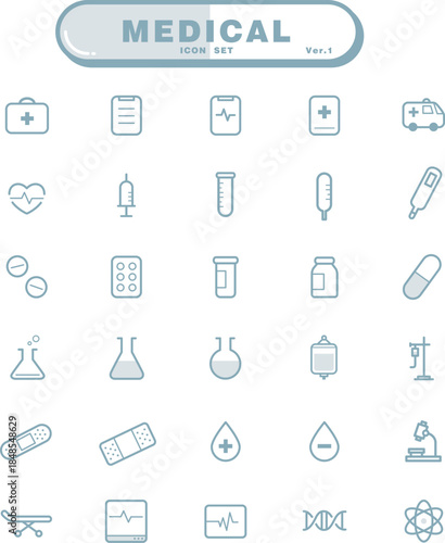 医療系のアイコンセットver.1（青）