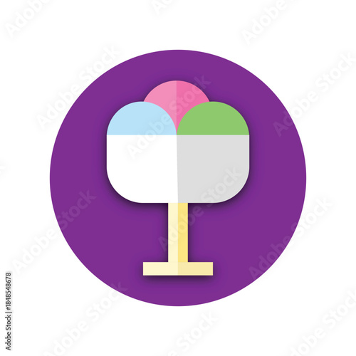 Flat icon of Ice cream sundae in a bowl, dessert symbol, vector illustration