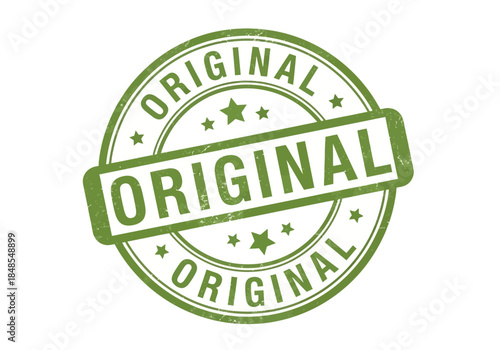 Green grunge rubber stamp seal with the word original repeated in a circular design