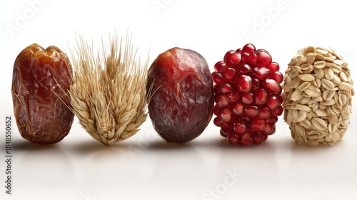 Wallpaper Mural Modern Arrangement of the Seven Species for Shavuot on White Background Torontodigital.ca