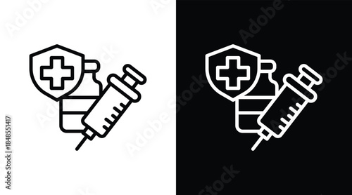 immunization Two-tone version in black and white background