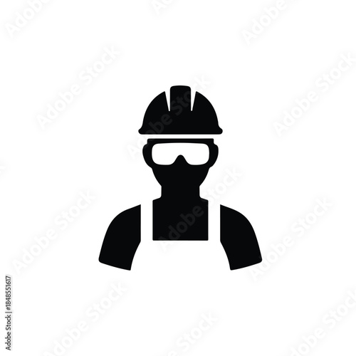 Construction worker in safety gear, an industrial icon representing labor and protection