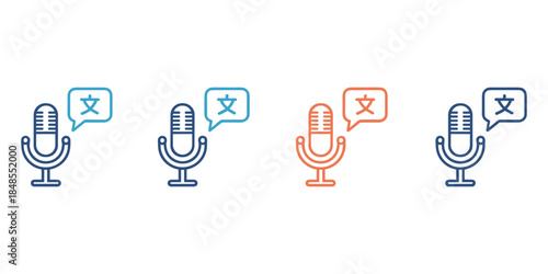 Microphone and Speech Bubble Translation Icons Set audio sound