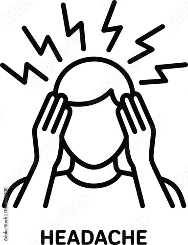 Headache pain illustration person with head pain
