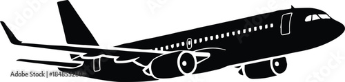 airplane ascending silhouette vector for aviation and transport
