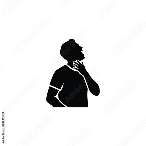 Silhouette of a person with their hand on their throat in distress or pain