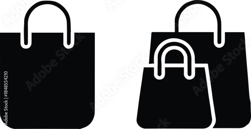 shopping bag icons duo and single vector silhouettes for ui