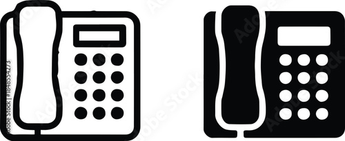telephone vector outline and solid desk phone icon for ui