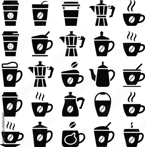 Black and white coffee and tea set