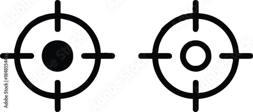 target crosshair icon set two black target symbols vector