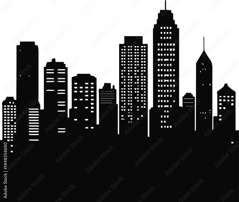 Fototapeta premium skyline silhouette cityscape vector with transparent background