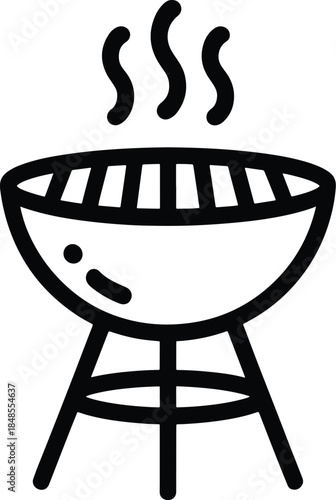 Illustration of BBQ Grill with Smoke