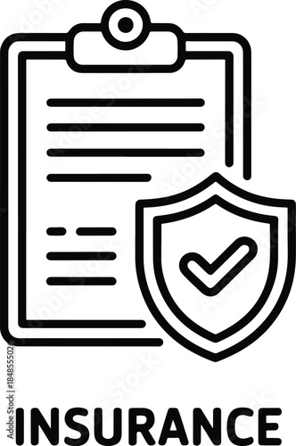 Insurance policy icon with checklist and shield