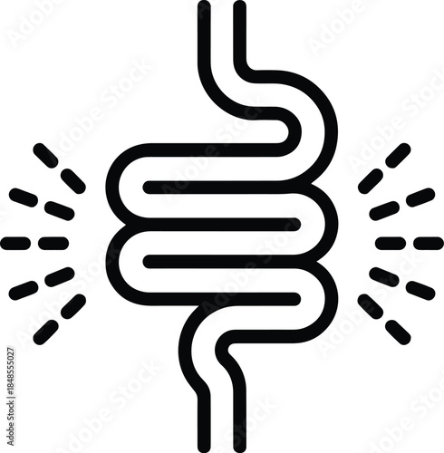 Intestine problem line icon illustration design