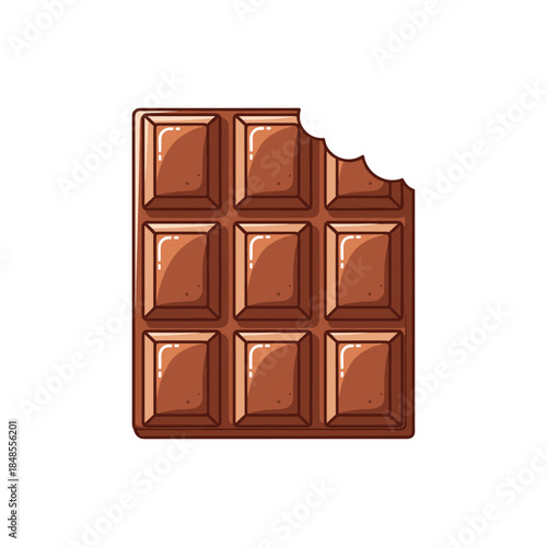Flat vector illustration of bitten chocolate candy